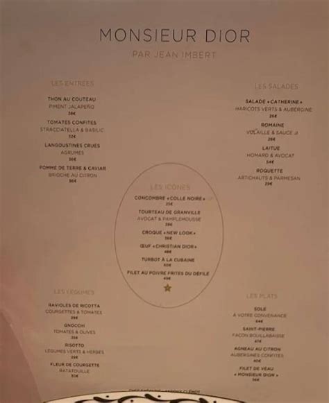 restaurant monsieur dior|monsieur dior menu.